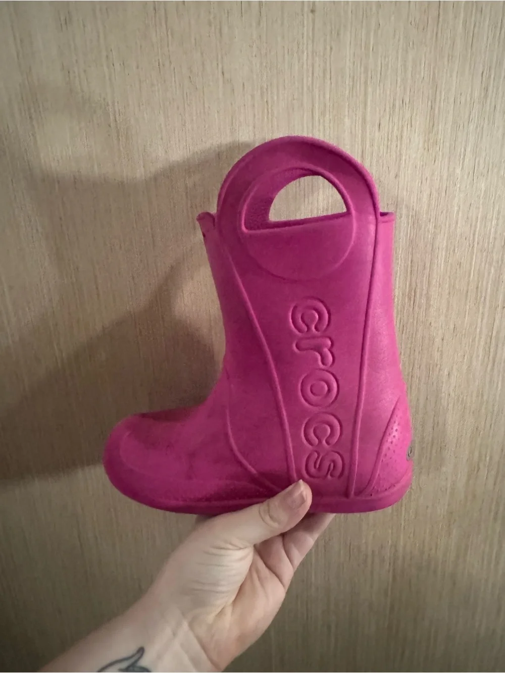 Women’s CROCS Pink Slip-On Clog Rain Boots Size 13